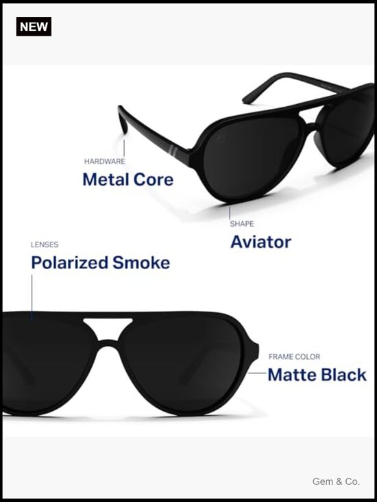 Polarized Aviator Sunglasses with Wrap-Around Frame, 100% UV Protection main image 4